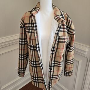 Plaid Sherpa-Lined Jacket